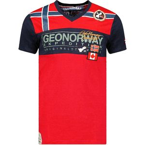 T-shirt Ronde Hals Rood Met Print Geographical Norway - S