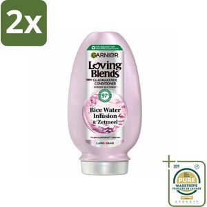 Garnier - Loving Blends Rice Water Infusion - Conditioner - Glans & Zachtheid - Lang Haar - 250 ml - Voordeelverpakking - 2 stuks - Conditioner lang haar - Rijstwater haar