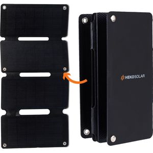 HEKO Solar® Solar Panel Unfold 15 - Opvouwbaar - Draagbaar Zonnepaneel - 15W - Werkt Met Powerbank - Noodpakket - Solar Panel Op Zonne-energie - Outdoor - Iphone Samsung Apple Lader