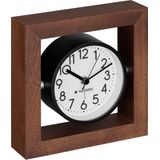 Navaris - Analoge Klok - Donkerbruin - Geruisloos - Houten Frame