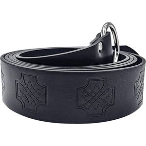 Medieval PU Leather O-Ring Belt Robe Tunic Hip Belt Pirate Belt History Repetitions Costume Belt Retro Renaissance Knight Belt for Viking Cosplay Costume Accessories Black