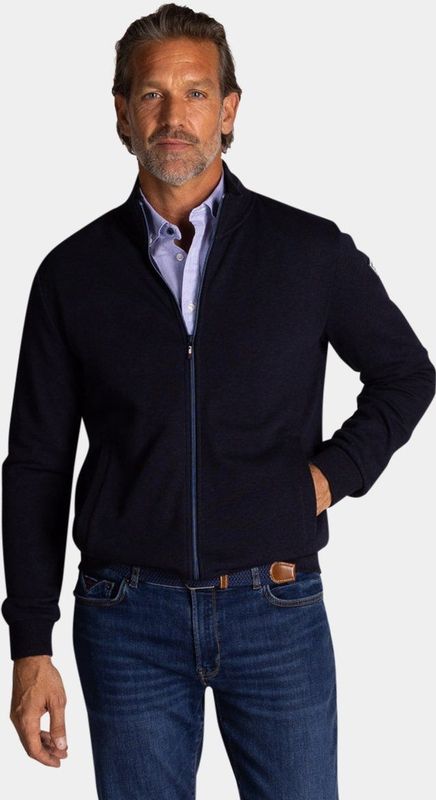 NZA - Katoenen Vest - Blauw - Regular Fit - Full Zip met Opstaande Kraag