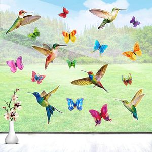 3D vogels en vlinders dubbelzijdige raamstickers - Anti-botsing - 18 stuks