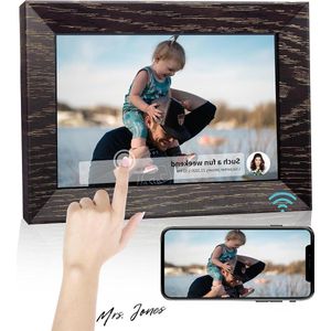 Mrs. Jones 8 inch WiFi digitale fotolijst 16G walnootbruin - hoogwaardig touchscreen - deel foto's of video's via de Frameo-app Digitale fotolijst