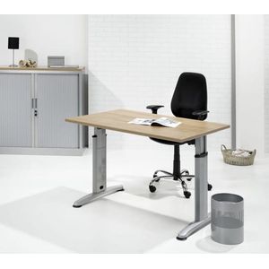 Hoogte verstelbaar bureau T- Poot Work breed 120CM diep 80CM bladkleur Licht Eiken framekleur Antraciet (Ral 7016)