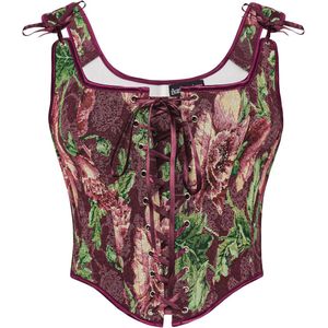 Dames Renaissance Corset Top Vintage Bloemenprint Corsage Vest
