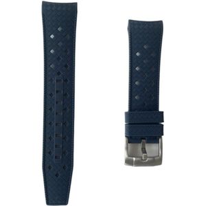 22mm Curved Tropical rubber strap Navy Blue Blancpain x Swatch - Gebogen rubber horloge band