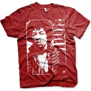 Jimi Hendrix Heren Tshirt -M- Distressed Rood