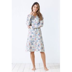 Dames nachthemd grafische cirkels Hajo - Grijs - Maat - 36/38