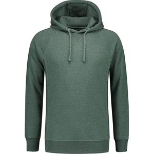 Lemon & Soda heavy sweater met capuchon voor heren donkergroen gemêleerd maat S