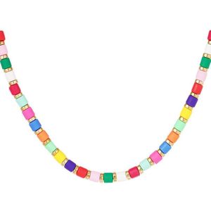 Ketting - Kralenketting - regenboog- Multi -polymeerklei - Yehwang
