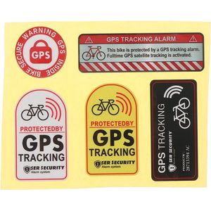 Fiets GPS stickers - 5 stuks - gps tracking - stickers voor fiets - brommer - auto - elektrische fiets