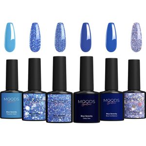 Moods - Gellac - Gellak Starterspakket - Blue Serenity - 8ML - 6-delige Set - Nagels