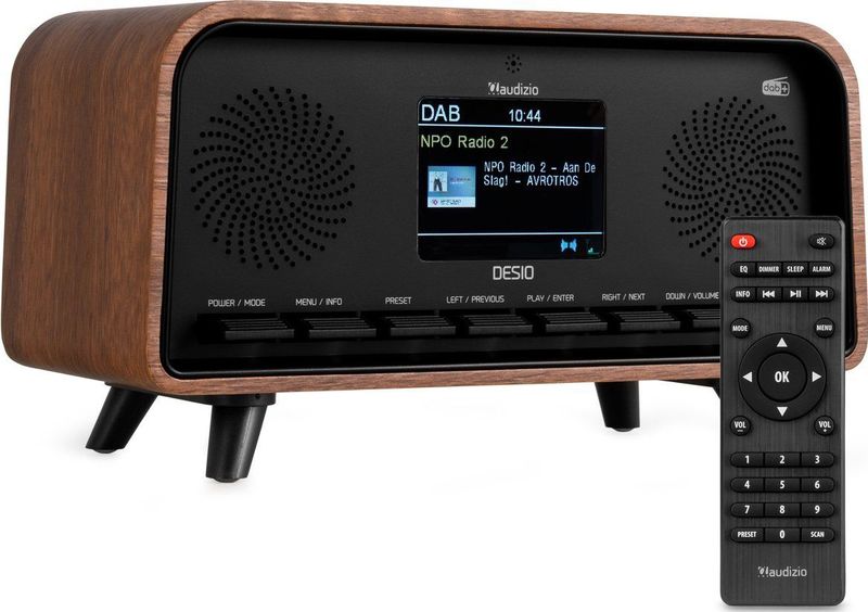 Audizio - Desio - DAB Radio - Houtlook Donker - Retro Radio met Bluetooth