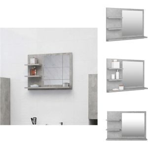 vidaXL Wandspiegel Betongrijs - 60 x 10.5 x 45 cm - Spiegel met 3 schappen - Badkamerkast