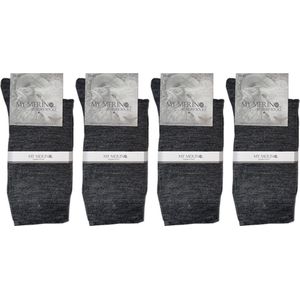 4 Paar Merino Sokken - Merino Wollen Sokken - Maat 35-38 - Naadloos - Antraciet - Merino Wol - Dames en Heren - Merino Wollen Kousen - Zacht