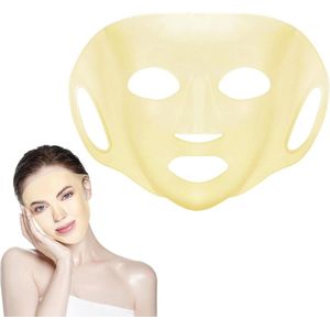 Groot herbruikbaar 3D siliconen gezichtsmasker met oorbeschermer - Bladmaskerhaak (goud)