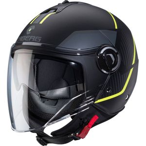 Caberg Motorrad Jethelm Riviera V4 X Geo Matt-Schwarz/Anthrazit-Fluo-Gelb-2XL
