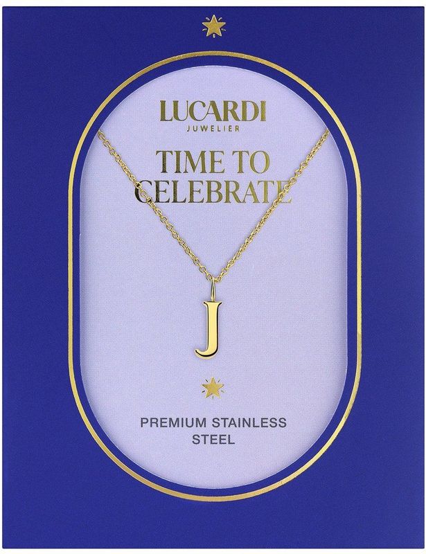 Lucardi - Dames Stalen Goldplated Ketting - Goudkleurig - 47 cm