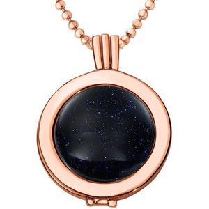 Quiges - Munthouder met Ketting en Munt 25mm Cat's Eye Glitters Zwart - Rose Goudkleurig - EPRHZ356