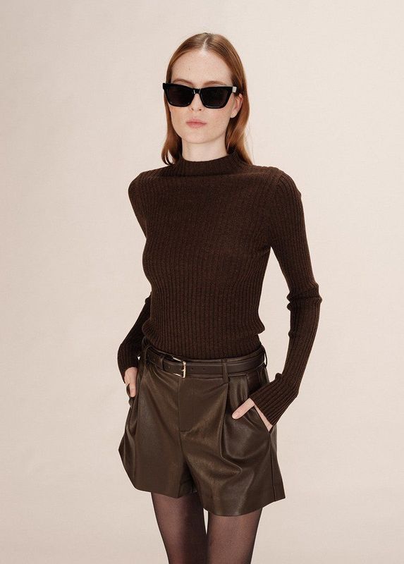 Grace & Mila - Travis - Korte Broek - Donkerbruin - Hoge Taille