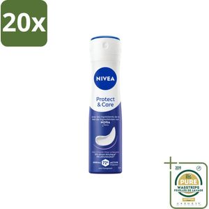 20 x NIVEA – Deodorant Spray – Protect & Care – 150 ml - Grootverpakking - Anti-transpirant Spray - 48 Uur Bescherming - Huidverdraagzaam - Zonder Alcohol - Okselhuid Verzorging