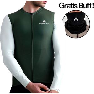 Queciao Fietsshirt + Gratis Buff! - Lange Mouwen – Winter Jersey – Groen-Mint – Ademend & Warm