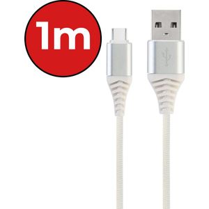 USB-C Kabels Oplaadkabel Datakabel USB C Kabel Nylon Gevlochten - USB C naar USB A Kabel - USB C Oplader - 1 meter - Wit
