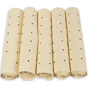 Set van 5 Antislip Badmatten voor Douche - Anti Schimmel 36cm x 76cm Beige – Wasbaar en Antibacterieel Mat