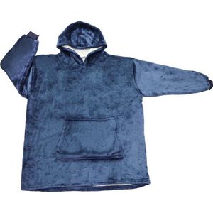 Hoodie- Plaid met mouwen- deken met mouwen- Hoodie deken-Fleecedeken met mouwen - deken met mouwen- Blauw