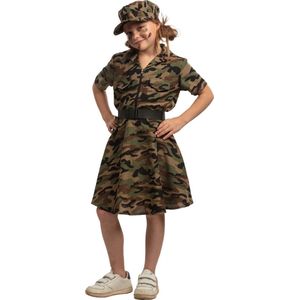 Leger kostuum voor meisjes - camouflage jurk maat 164 - verkleedkleding