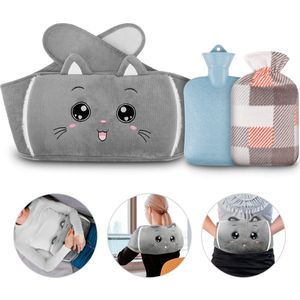 Unyqoos® Drie-in-één Warmwaterkruikset met Pluche Hoes voor Comfort en Pijnverlichting