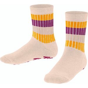 Multi Stripe Rib Slofsokken voor meisjes en jongens biologisch zacht mid-rise met rib warm comfortabel antislip met nopjes Organisch Katoen Roze Kinderen sokken - Maat 23-26