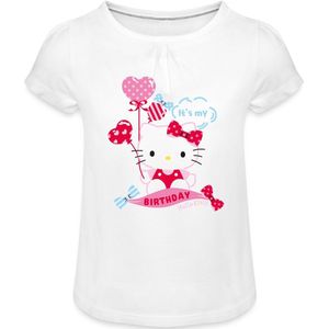 Hello Kitty Met Ballonnen Jarig Ontwerp Meisjes T-Shirt Met Plooien