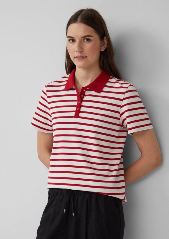 Poloshirt - Cropped - Zacht Katoen Piqué - Gestreept