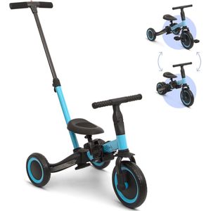 4-in-1 Kinderfiets met Duwstang Gio Blauw