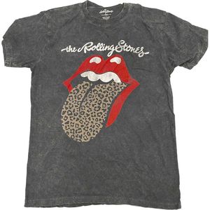 The Rolling Stones - Leopard Tongue Heren T-shirt - S - Zwart