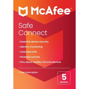 McAfee VPN Safe Connect - 5 Apparaten - 1 Jaar