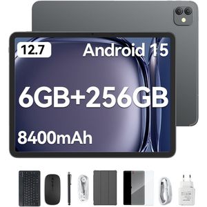 Blackview LINK 8 Tablet - Octa Core G100 Tablet - 12.7 Inch - 18 GB RAM + 256 GB ROM - Android 15 Tablet - Met Toetsenbord(QWERTY), Beschermhoes, Muis, Stylus - 8400 mAh - 90 Hz 2K FHD Scherm - Widevine L1 - 5G WiFi - Gezichtsherkenning - Zwart