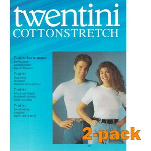 Twentini unisex t-shirts ronde hals - 2-pack - maat L - wit