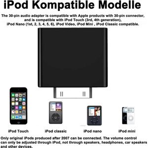 Bluetooth zender voor Geschikt iPod Classic, plug-and-play Bluetooth adapter connector, Geschikt iPod Classic 160GB, Geschikt iPod Classic en iPod Nano