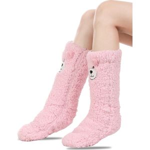 Vloer sokken - Warme Wintersokken - Sokken voor Binnen - Pantoffels voor bij de open haard - Warme Antislip Huissokken Volwassenen - Antislip Slippersokken voor- Dikke Pluche Sokken - Tapijtsokken - Thuis Sokken-Roze- vrouwen 35-40