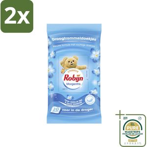 Robijn - Morgenfris - Droogtrommeldoekjes - 20 Doekjes - Voordeelverpakking - 2 stuks - Frisse geur - Zachte kleding