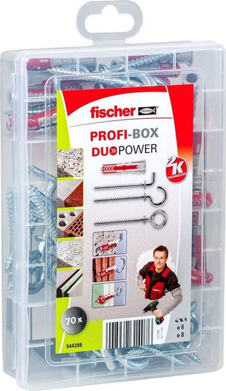 fischer - Doos met Schroeven en Pluggen - Rood - 70 Stuks