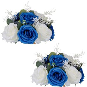 Centerpiece Rose Ball - Royal Blue Artificial Flower Balls - Set of 2 - Wedding Decorations Bouquets for Party Valentine's Day