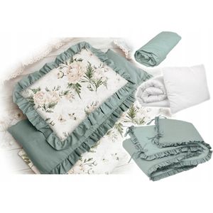 Babymandje beddengoedset met ruches, 6-delig, 100% katoen