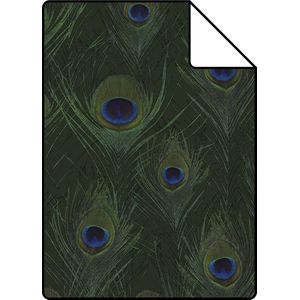 Proefstaal Origin Wallcoverings behang pauwenveren mosgroen - 26,5 x 21 cm - 347765-S