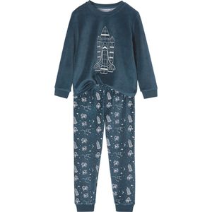 Vertbaudet - Fluwelen Jongenspyjama - Glow-in-the-dark Raket