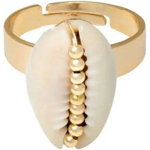Gold shell ring - 18K gold plated - fanciy.nl - goud - gold - waterproof - ibiza - zomer - ring - rings - shell - schelp - chain - adjustable - one size - verstelbaar