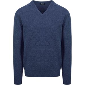 William Lockie Trui Lamswol V-Hals Indigo Blauw - Maat XL - Heren - Pullovers